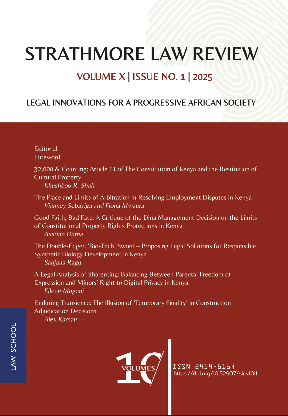 					View Vol. 10 No. 1 (2025): Strathmore Law Review
				